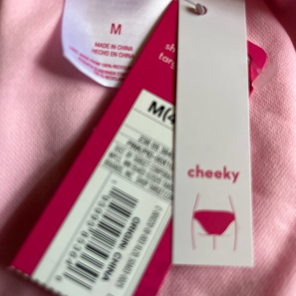 Juniors' Xhilaration pink Metallic Ribbed Cheeky String Bikini Bottom side tie - Picture 4 of 4